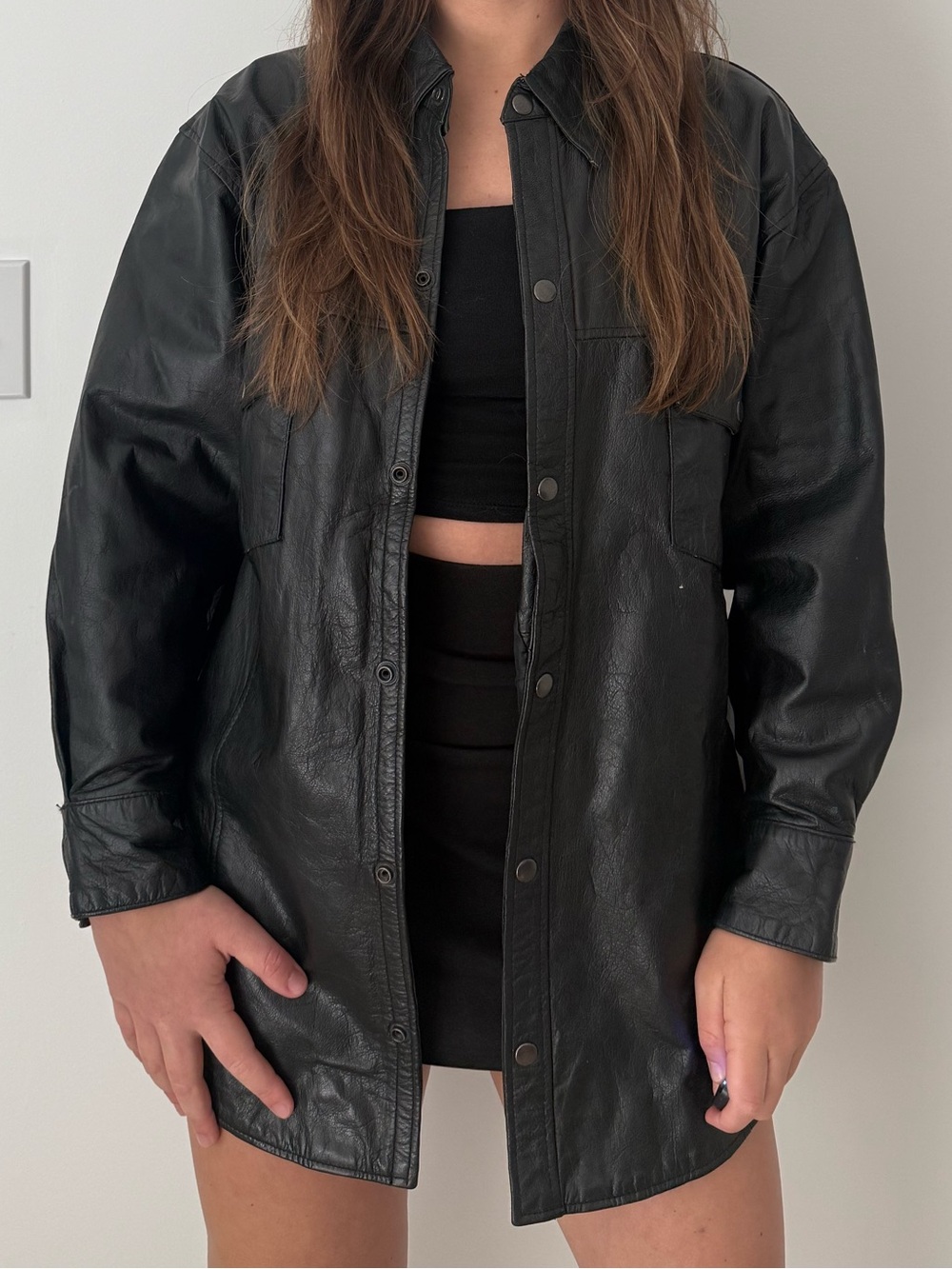 Oversized leather jacket
